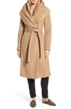 Women's Dkny Wool Blend Shawl Collar Wrap Coat - Beige