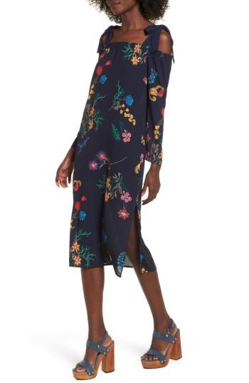 Women's Soprano Print Off The Shoulder Midi Dress - Blue