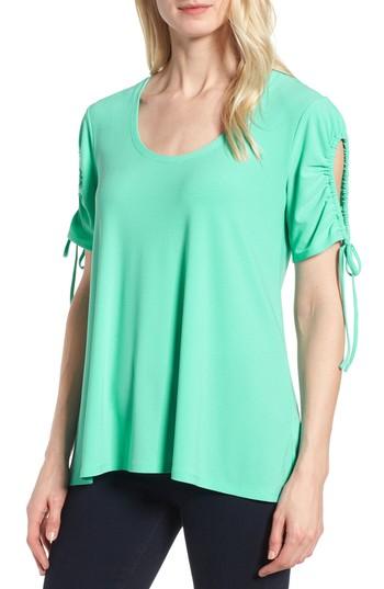 Women's Chaus Drawstring Sleeve Top - Green