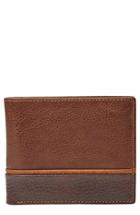 Men's Fossil 'ian' Leather Bifold Wallet - Brown