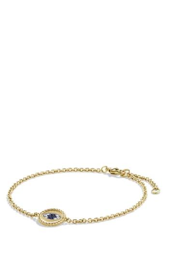 Women's David Yurman 'cable Collectibles' Pave Evil Eye Charm With Blue Sapphire, Diamonds And Black Diamonds In Gold