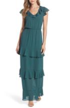 Women's Charles Henry Tiered Ruffle Maxi Dress, Size - Green
