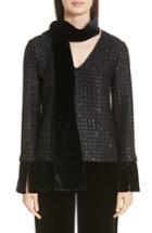 Women's St. John Collection Sprinkled Sequin Lattice Knit Top, Size - Black