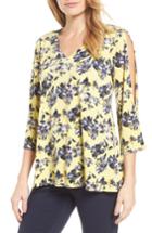 Women's Chaus Floral Cold Shoulder Top - Yellow