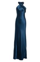 Women's Galvan Twist Halter Neck Silk Gown Us / 36 Fr - Blue