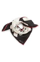 Women's Valentino Daisy Silk Square Puff Scarf, Size - Black
