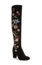 Women's Mia Serena Floral Embroidery Over The Knee Boot M - Black