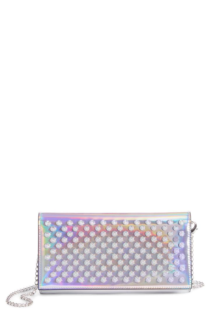 Women's Christian Louboutin Boudoir Metallic Leather Wallet On A Chain -