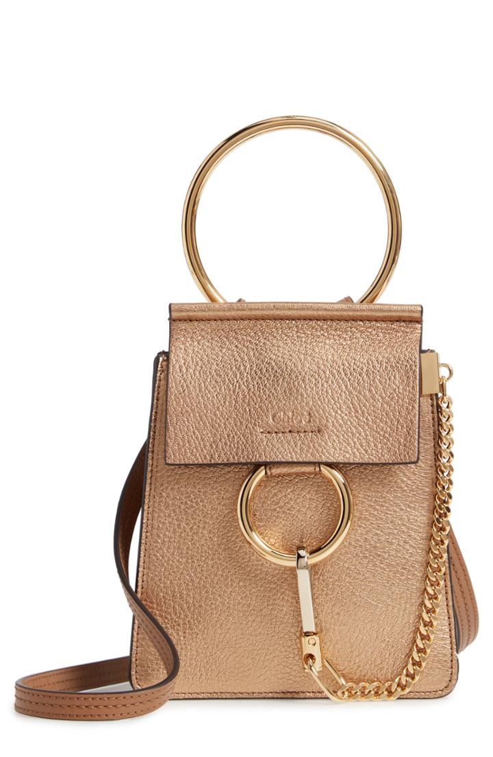 Chloe Faye Small Metallic Leather Bracelet Bag - Metallic
