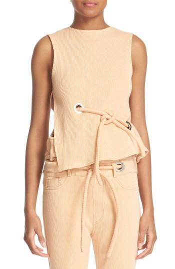 Women's Faustine Steinmetz Sleeveless Ribbed Stretch Cotton Top - Coral