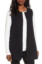 Petite Women's Eileen Fisher Long Boiled Wool Vest P - Black