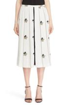 Women's Victoria Beckham Crepe Satin Print Pleated Midi Skirt
