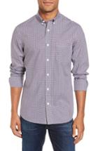 Men's Nordstrom Men's Shop Spade Trim Fit Non-iron Mini Check Sport Shirt - White
