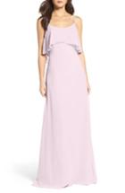 Women's Wtoo Ruffle Overlay Spaghetti Strap Chiffon Gown