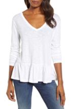 Women's Caslon V-neck Peplum Tee - White