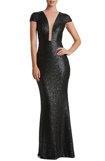 Women's Dress The Population Michelle Sequin Gown - Black