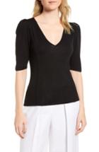 Women's Lewit Puff Sleeve Merino Wool & Silk Sweater - Black