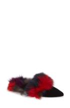 Women's Rebecca Minkoff Roree Genuine Fox Fur Mule M - Black