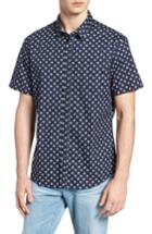 Men's 7 Diamonds 'crossfire' Floral Print Short Sleeve Woven Shirt, Size - Blue