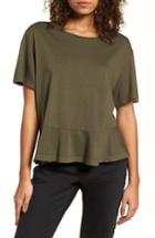 Women's Bp. Cotton & Modal Peplum Tee, Size - Green