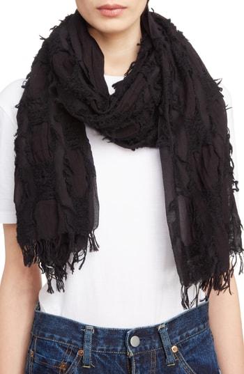 Women's Ys By Yohji Yamamoto Cut Cotton & Wool Scarf, Size - Black