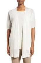 Women's Eileen Fisher Hemp Blend Elbow Sleeve Cardigan, Size - White