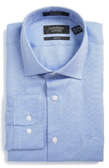 Men's Nordstrom Men's Shop Trim Fit Check Dress Shirt 34/35 - Blue