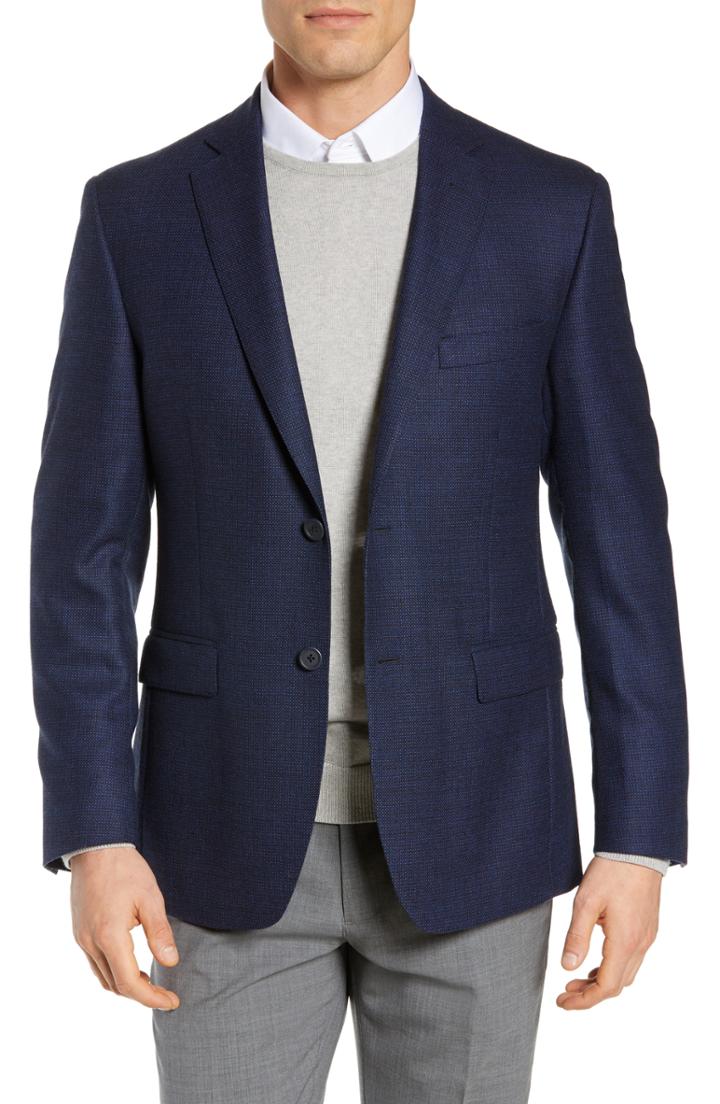 Men's J.b. Britches Classic Fit Wool Blazer R - Blue