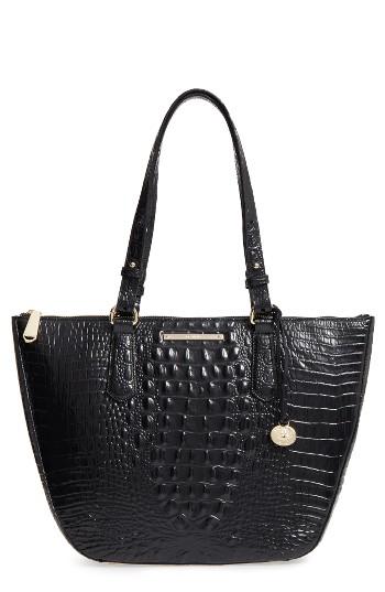 Brahmin Willa Croc Embossed Leather Tote - Black