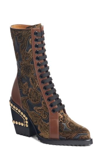 Women's Chloe Rylee Floral Studded Mid Calf Bootie Us / 36eu - Brown