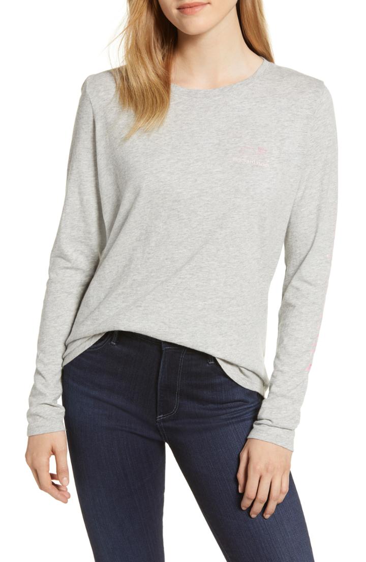 Women's Vineyard Vines Vintage Whale Long Sleeve Tee - Grey