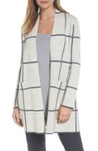 Women's Eileen Fisher Long Check Knit Jacket, Size - Beige