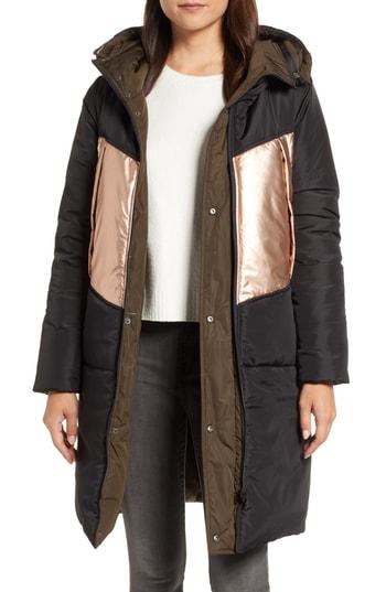Women's Andrew Marc Reversible Down Pillow Parka - Black