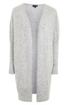Women's Topshop Puff Sleeve Longline Cardigan Us (fits Like 0) - Grey