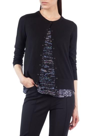 Women's Akris Punto Twilight City Print Wool Cardigan - Black