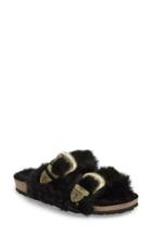 Women's Topshop Falcon Faux Fur Slide Sandal .5us / 36eu - Black