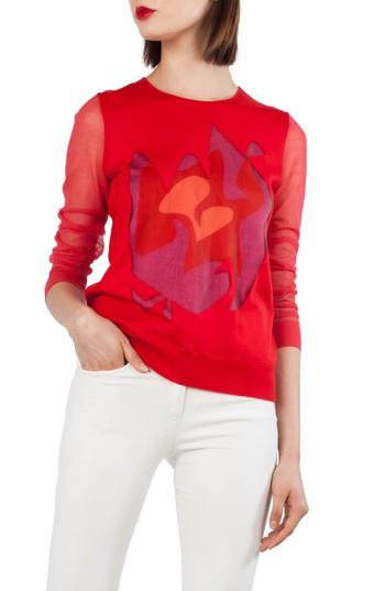 Women's Akris Intarsia Knit Silk Blend Sweater - Pink