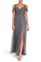 Women's Watters 'gladiola' Off The Shoulder Tulle A-line Gown - Grey