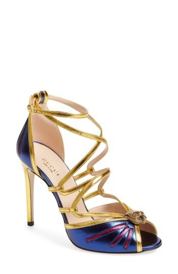 Women's Gucci 'bette' Peep Toe Pump Us / 35eu - Blue