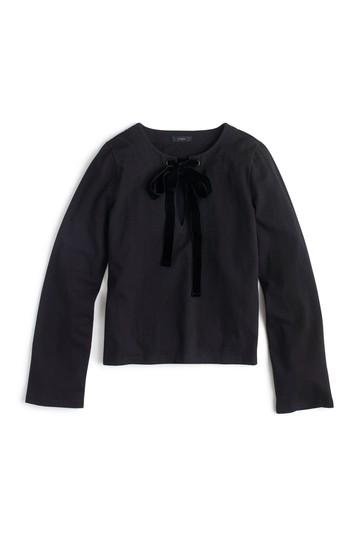 Women's J.crew Velvet Tie Front Top, Size - Black