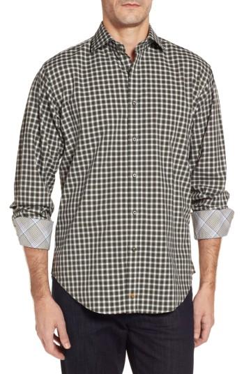 Men's Thomas Dean Gradient Check Sport Shirt - Green