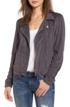 Women's Vigoss Perforated Faux Suede Moto Jacket - Grey