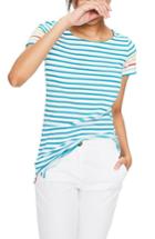 Women's Boden Breton Short Sleeve Stripe Cotton Top - Blue