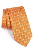 Men's Salvatore Ferragamo Gancio Buoy/bird Woven Silk Tie, Size - Orange