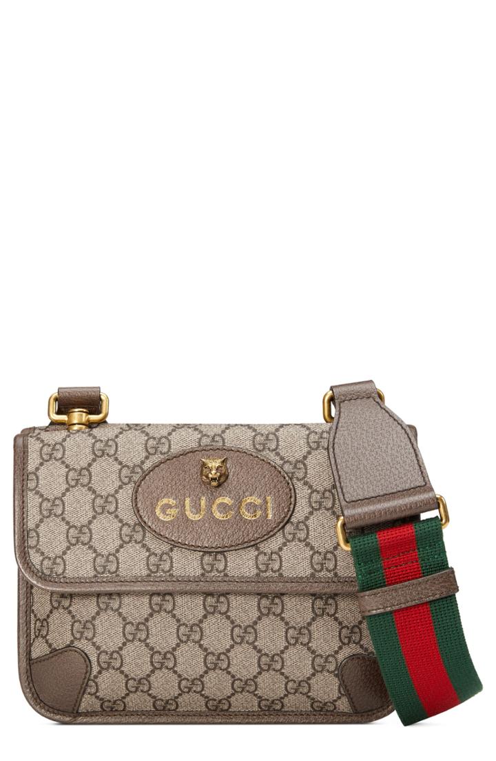 Gucci Small Gg Supreme Canvas Messenger Bag - Beige