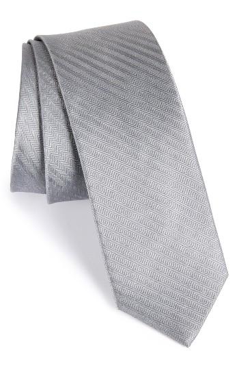 Men's The Tie Bar Sound Wave Herringbone Silk Tie, Size - Grey