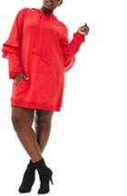 Women's Elvi The Snapdragon Ruffle Sleeve Hoodie Dress Us / 8 Uk - Red