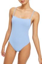 Women's Topshop Straight Ribbed One-piece Swimsuit Us (fits Like 6-8) - Blue