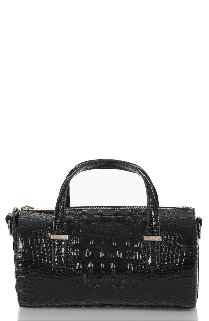 Brahmin Claire Croc Embossed Leather Top Handle Bag - Black