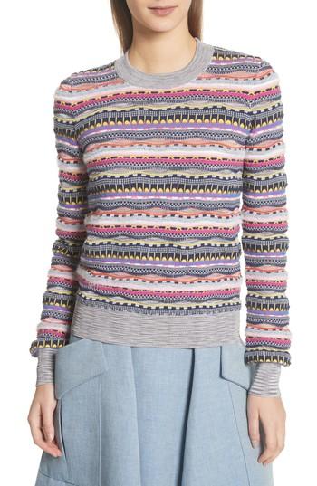 Women's Carven Knit Cotton Blend Sweater - Grey